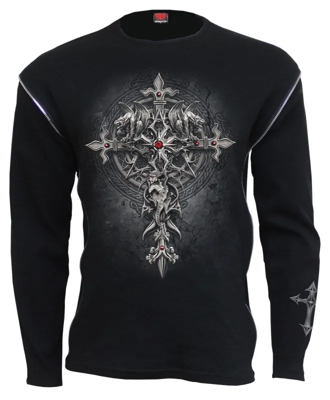 CUSTODIAN - Zip Side Ribbed Gothic Longsleeve sold by Spiral Direct