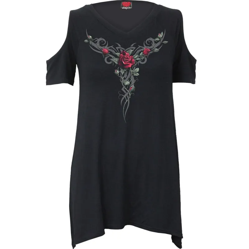 TRIBAL ROSE - Cold Shoulder Goth Bottom Top sold by Spiral Direct