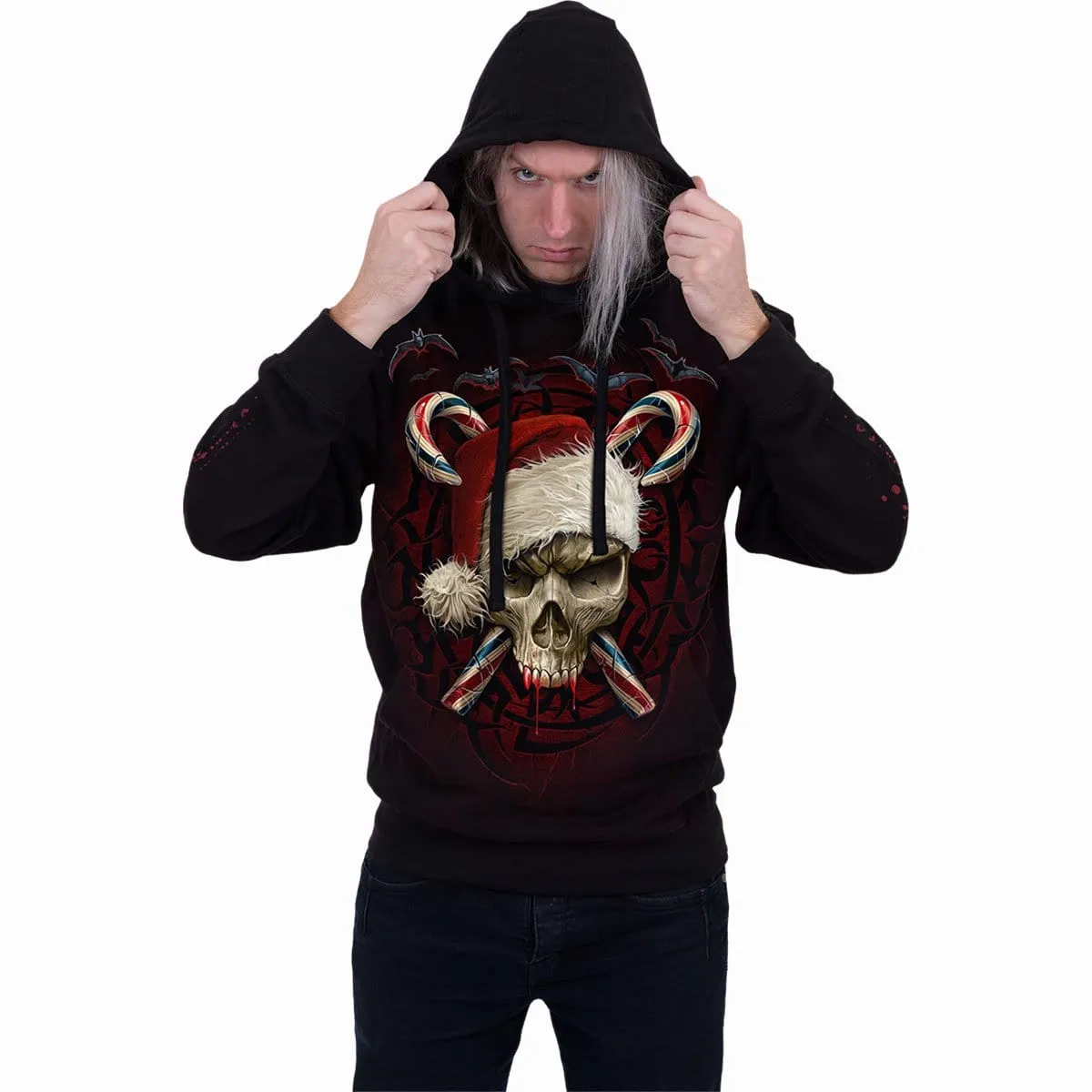 CANDY CANE SANTA - Hoody Black sold by Spiral Direct product image thumbnail 3