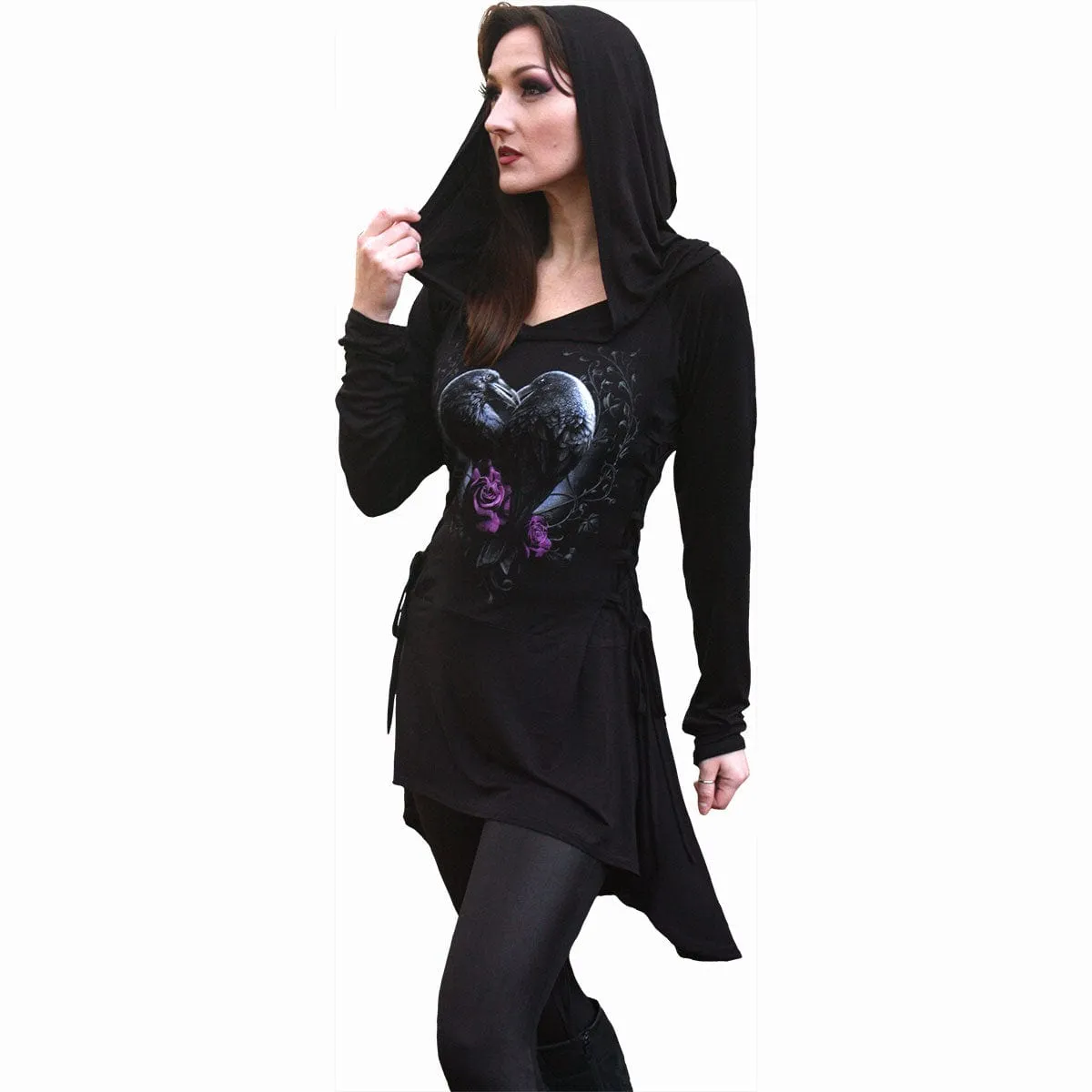 RAVEN HEART - Black Widow Gothic Hooded Dress sold by Spiral Direct product image thumbnail 2