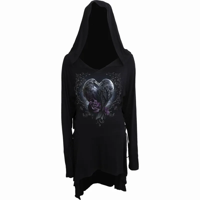 RAVEN HEART - Black Widow Gothic Hooded Dress made by Spiral Direct