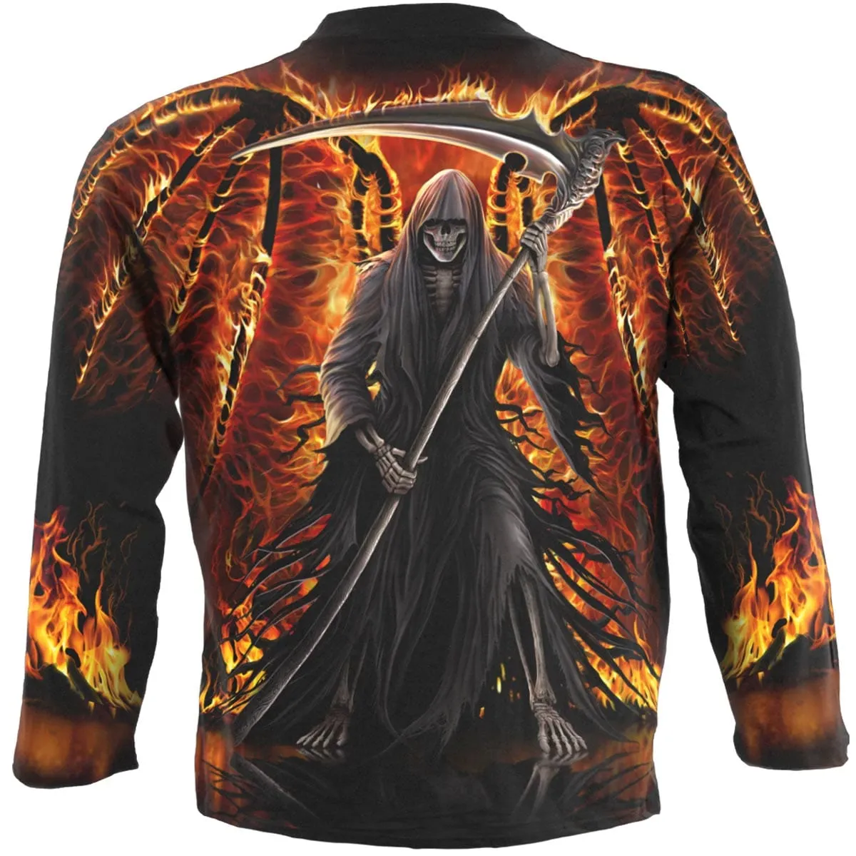 FLAMING DEATH - Allover Longsleeve T-Shirt Black sold by Spiral Direct product image thumbnail 2
