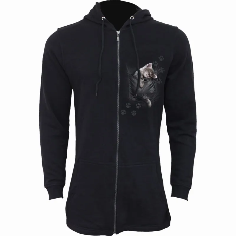 POCKET KITTEN - Ladies Fish Tail Full Zip Hoody - Zip Sleeve made by Spiral Direct