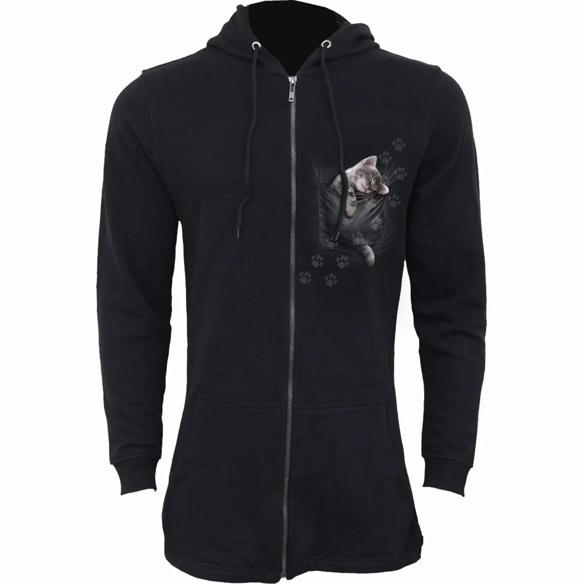 POCKET KITTEN - Ladies Fish Tail Full Zip Hoody - Zip Sleeve sold by Spiral Direct