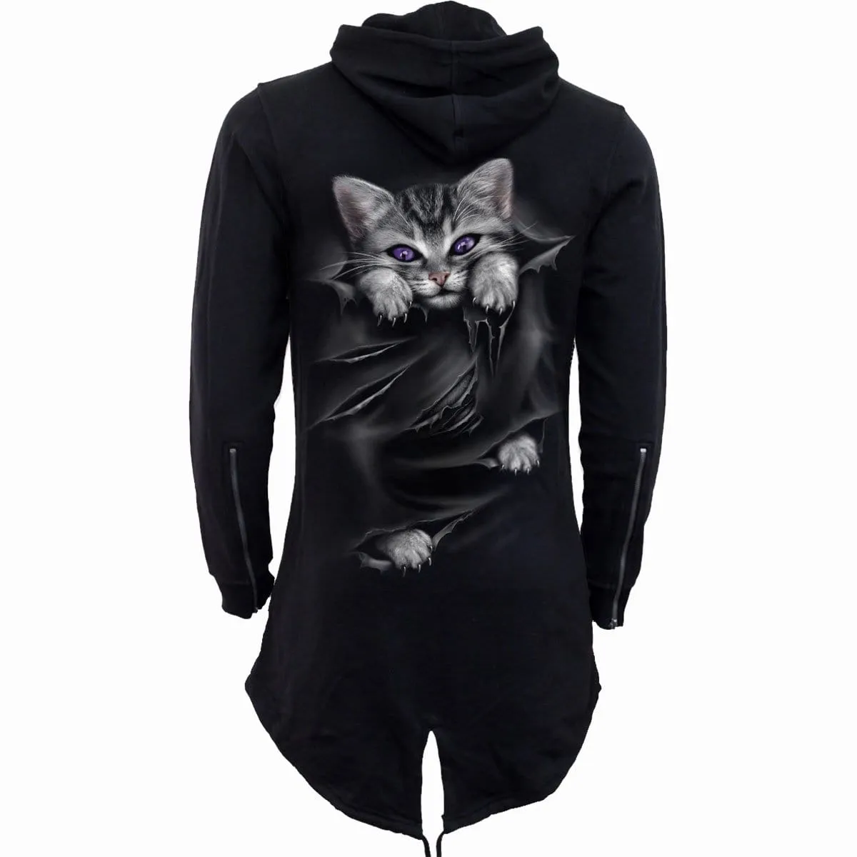 POCKET KITTEN - Ladies Fish Tail Full Zip Hoody - Zip Sleeve sold by Spiral Direct product image thumbnail 2