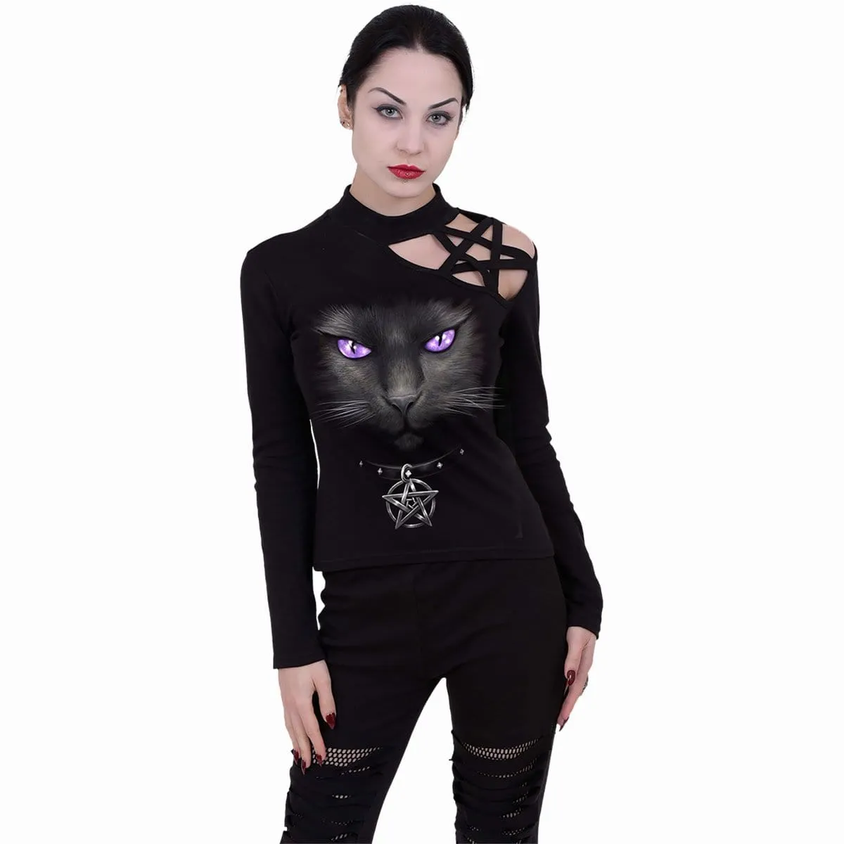 BLACK CAT - Pentagram Shoulder Longsleeve Top sold by Spiral Direct product image thumbnail 2