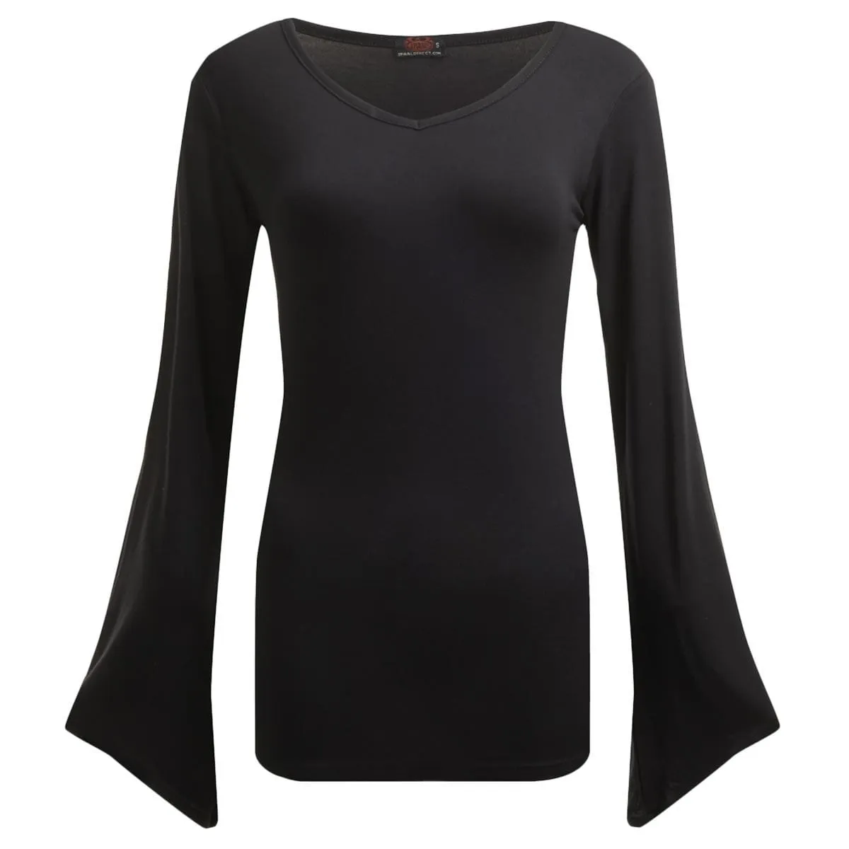GOTHIC ELEGANCE - V Neck Goth Sleeve Top Black sold by Spiral Direct
