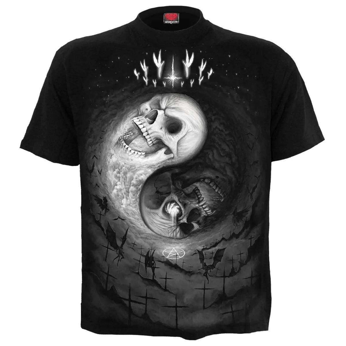 YIN YANG SKULLS - T-Shirt Black sold by Spiral Direct