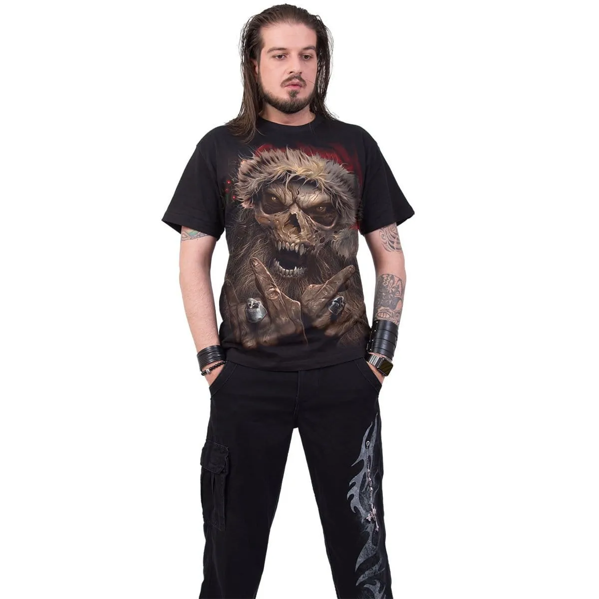ROCK SANTA - T-Shirt Black sold by Spiral Direct product image thumbnail 3