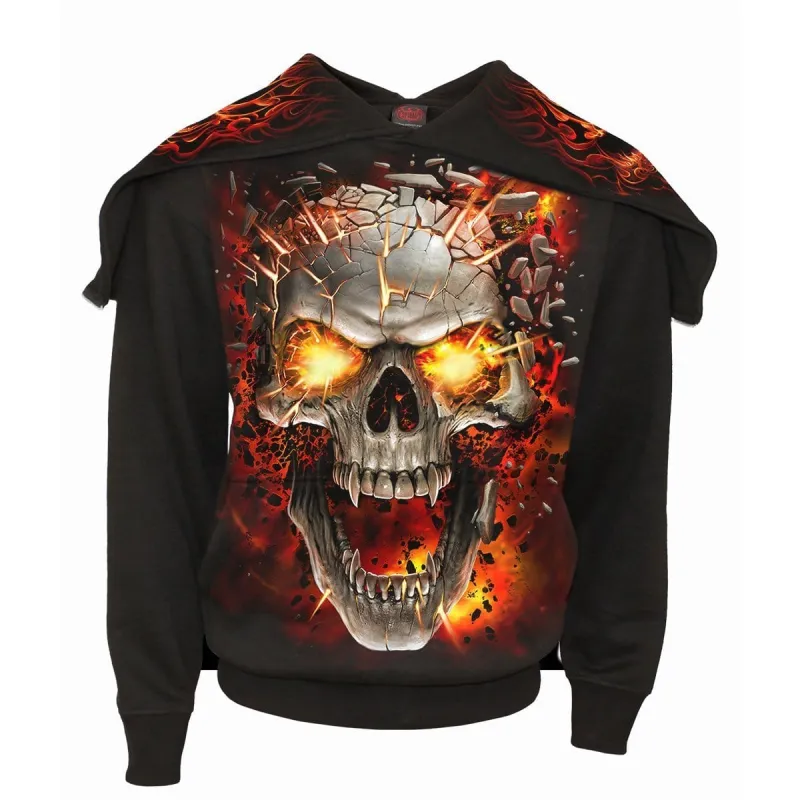 SKULL BLAST - Split Zip Hoody Black sold by Spiral Direct