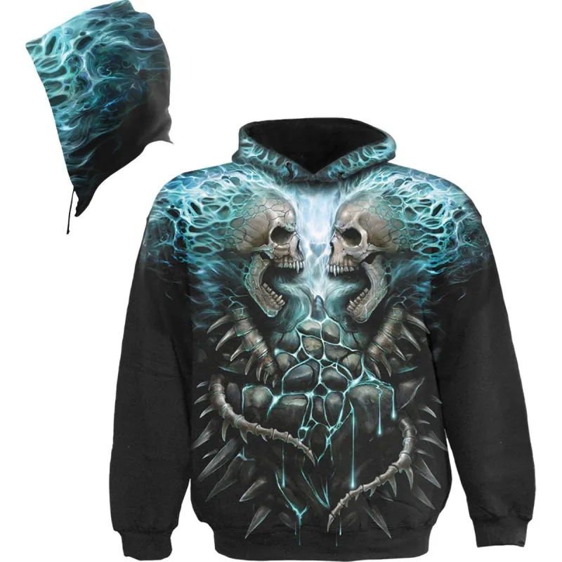 FLAMING SPINE - Allover Hoody Black sold by Spiral Direct