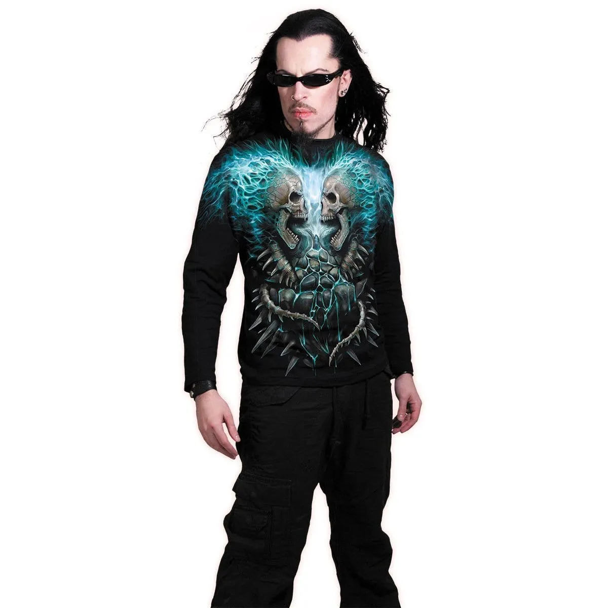 FLAMING SPINE - Allover Longsleeve T-Shirt Black sold by Spiral Direct product image thumbnail 3
