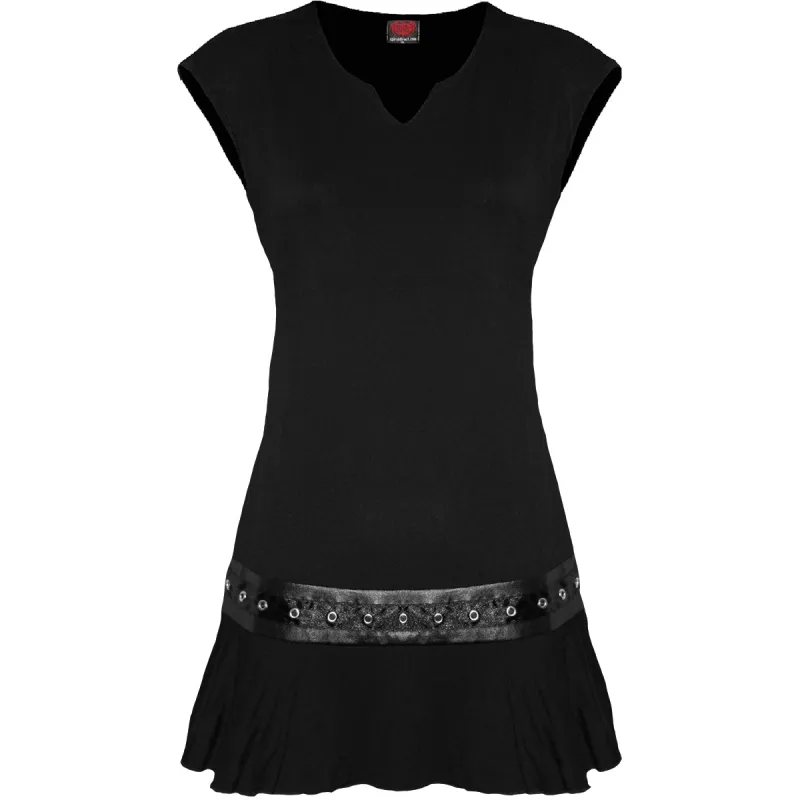 GOTHIC ROCK - Stud Waist Mini Dress Black sold by Spiral Direct