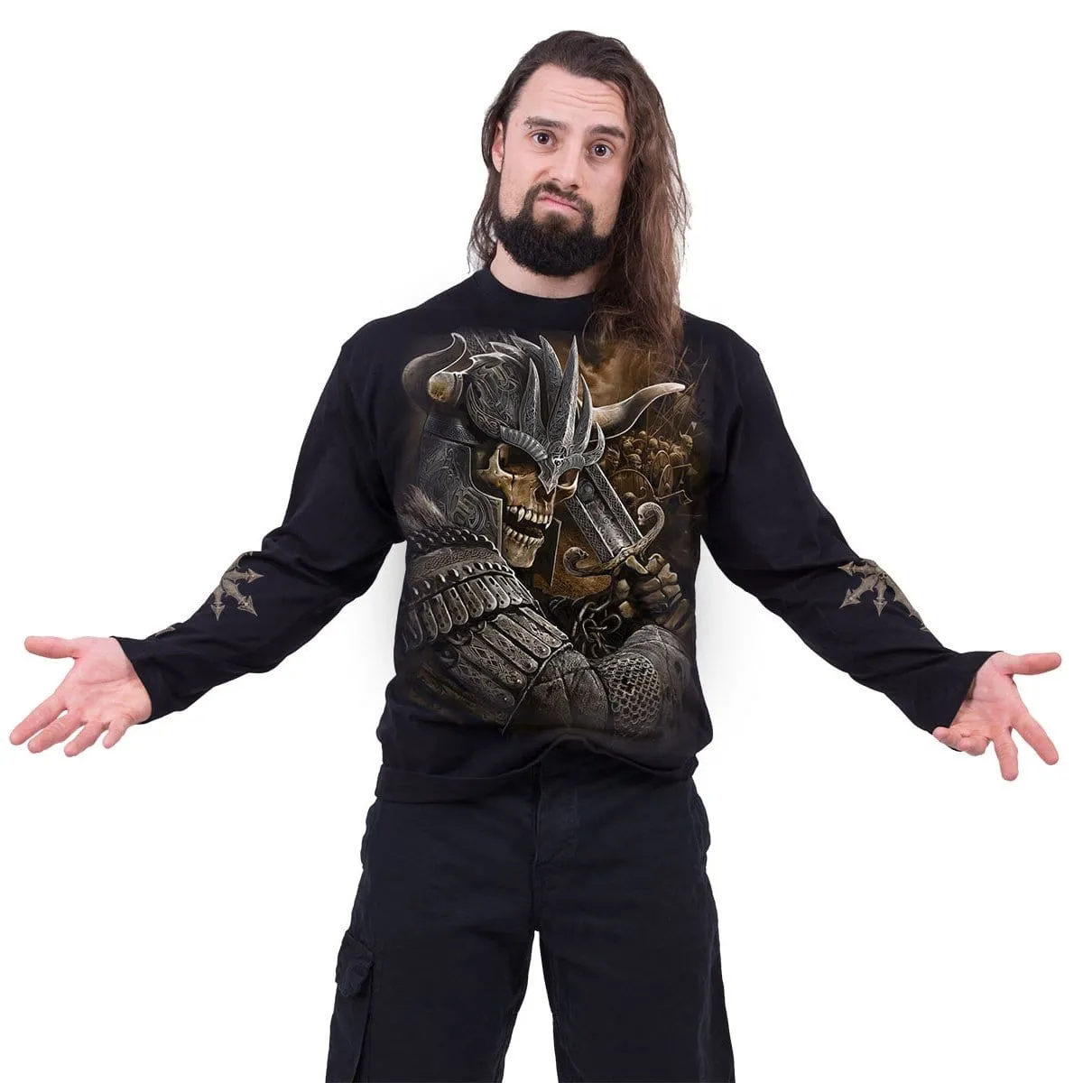 VIKING WARRIOR - Longsleeve T-Shirt Black sold by Spiral Direct product image thumbnail 3