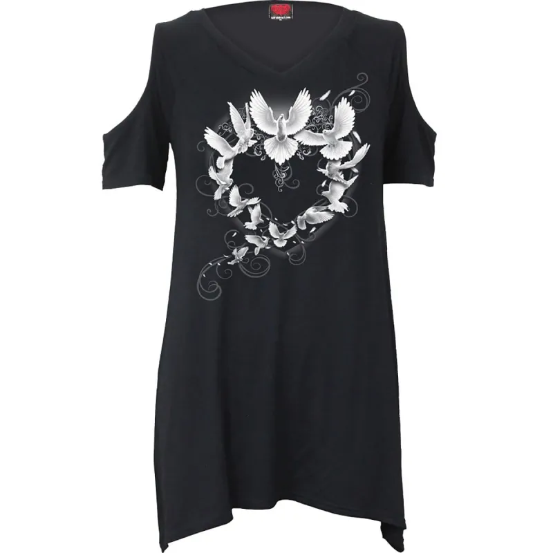 DOVES HEART - Cold Shoulder Goth Bottom Top sold by Spiral Direct
