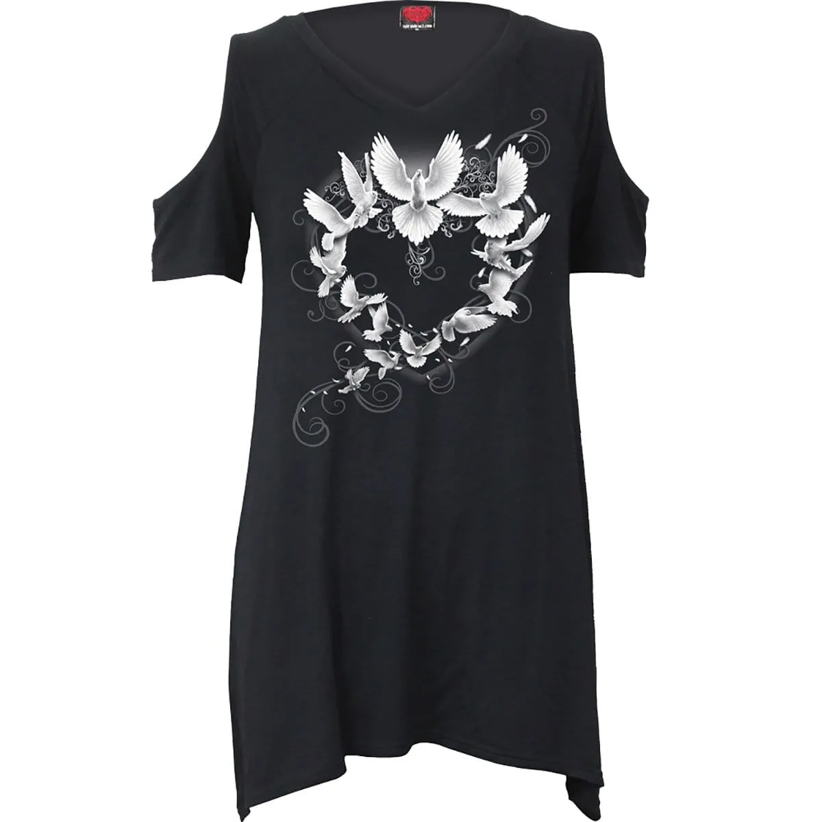 DOVES HEART - Cold Shoulder Goth Bottom Top sold by Spiral Direct