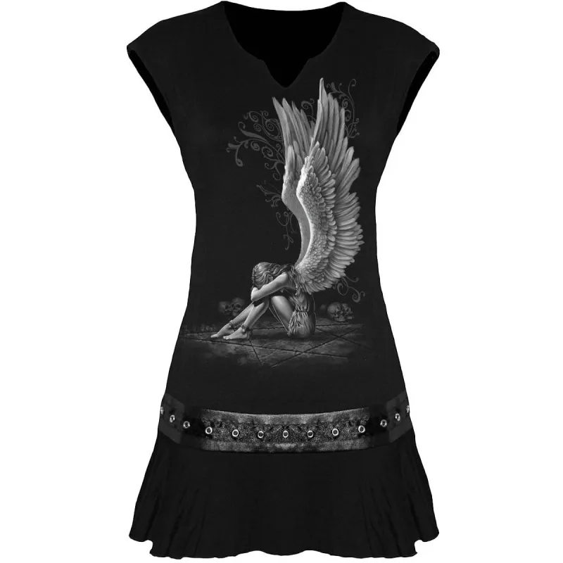 ENSLAVED ANGEL - Stud Waist Mini Dress Black sold by Spiral Direct