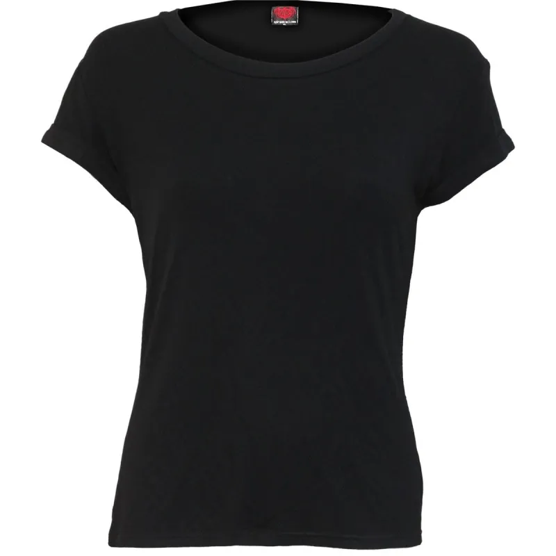 URBAN FASHION - Boatneck Cap Sleeve Top Black made by Spiral Direct