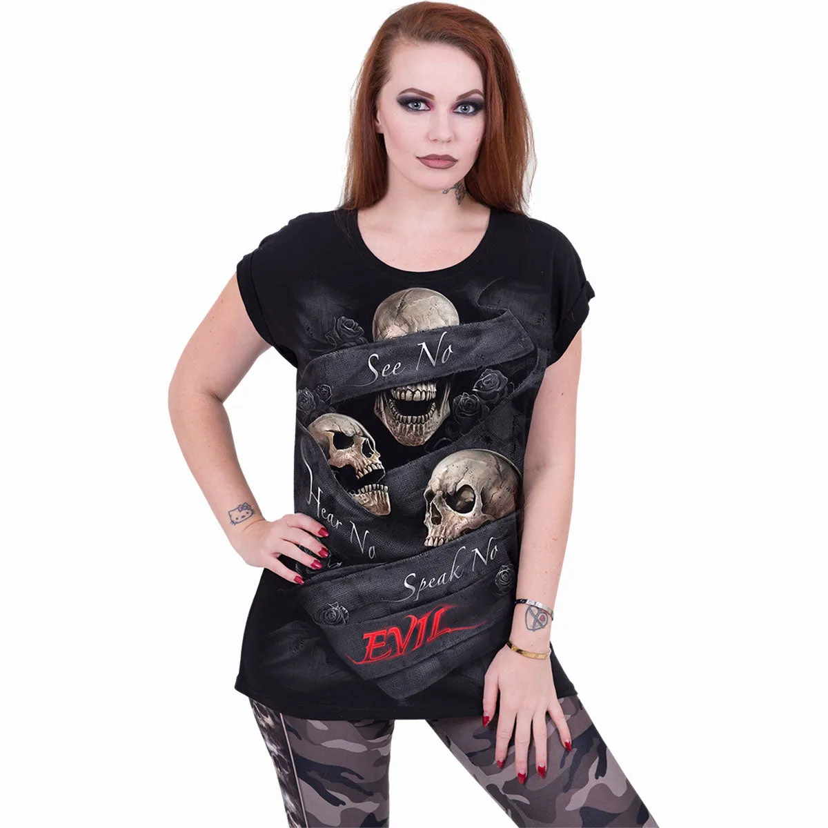 SEE NO EVIL - Turnup Sleeve Loosefit Tee sold by Spiral Direct product image thumbnail 2