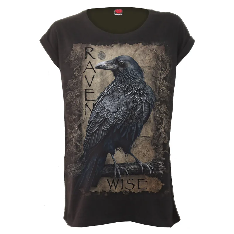 RAVEN WISE - Turnup Sleeve Loosefit Tee made by Spiral Direct