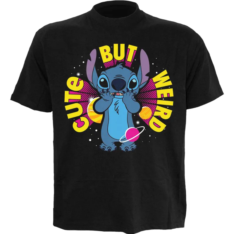 DISNEY STITCH - CUTE BUT WEIRD - Front Print T-Shirt Black made by Spiral Direct