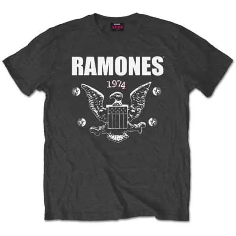 RAMONES - 1974 EAGLE - T-Shirt Grey made by Spiral Direct