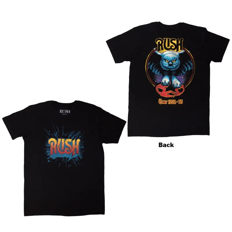 RUSH - TOUR '74-'75 - T-Shirt Black (Back Print) sold by Spiral Direct