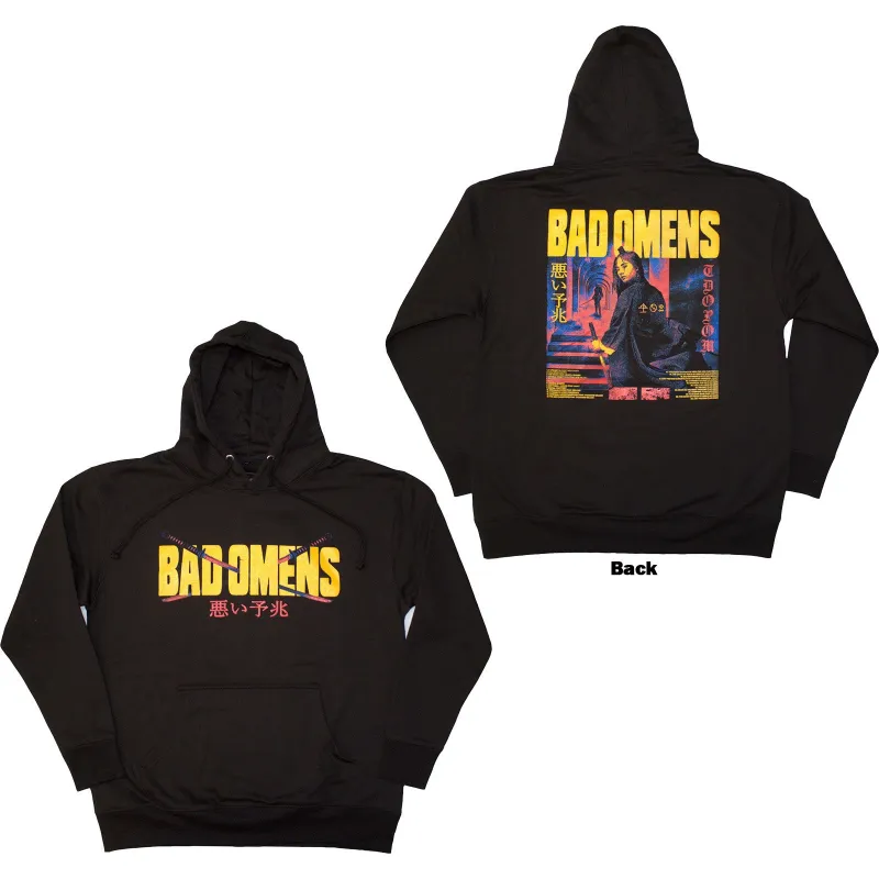 BAD OMENS - SAMURAI WOMAN - Pullover Hoodie Black (Back Print) made by Spiral Direct