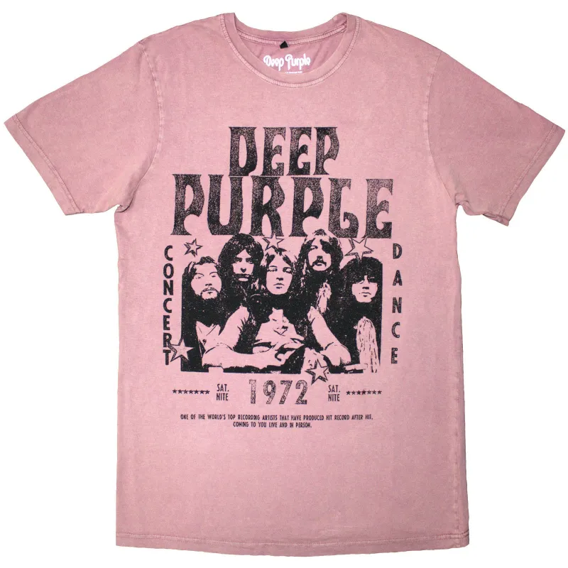 DEEP PURPLE - 1972 CONCERT - Stone Wash T-Shirt Red made by Spiral Direct