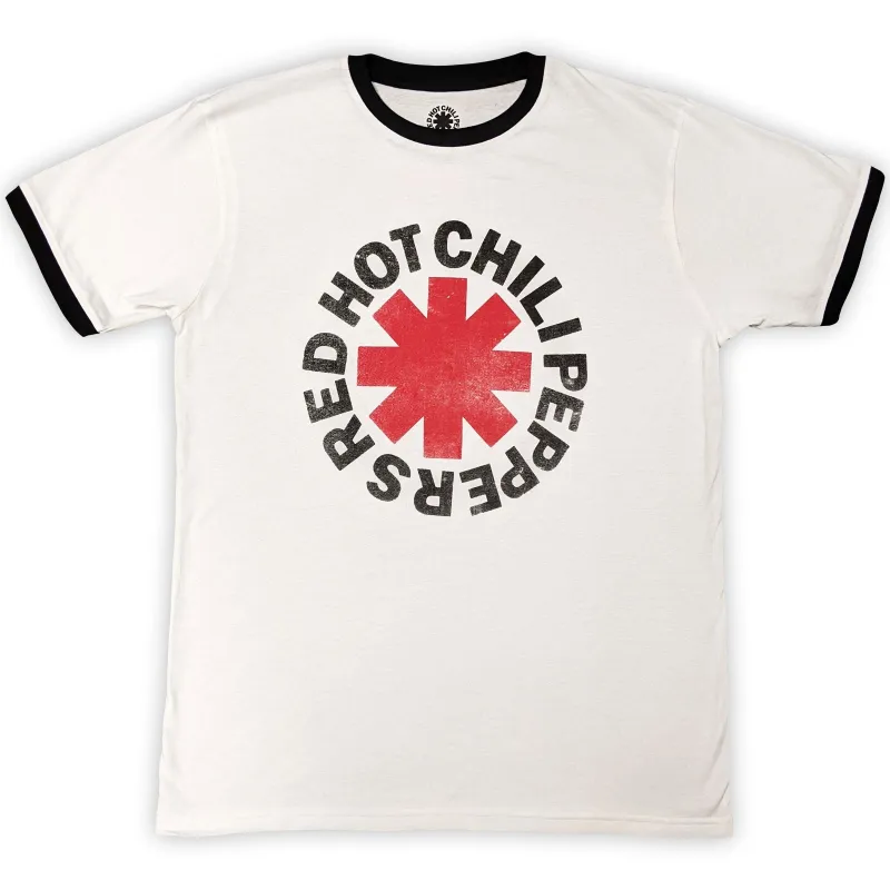 RED HOT CHILI PEPPERS - LOGO RINGER - Ringer T-Shirt White sold by Spiral Direct