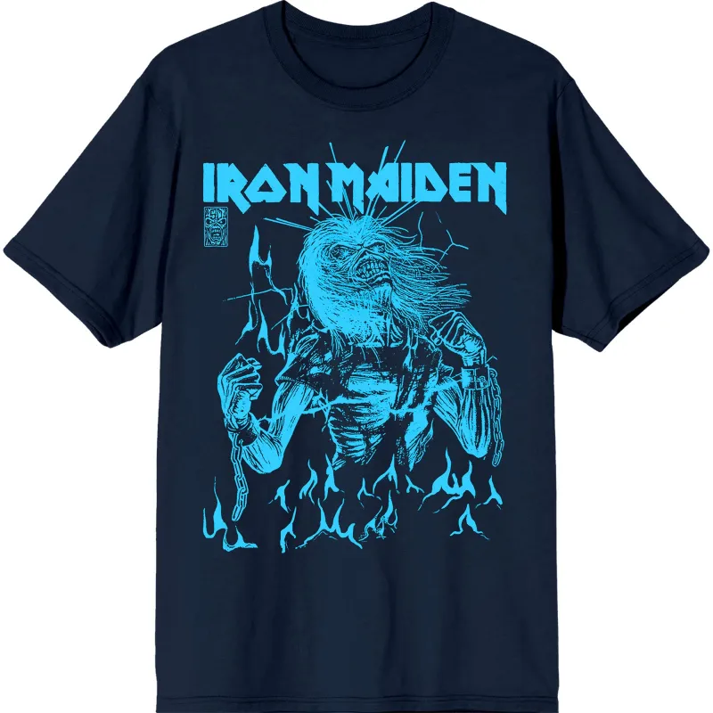 IRON MAIDEN - 50 LIFE AFTER DEATH FLAMES BLUE - T-Shirt Blue sold by Spiral Direct