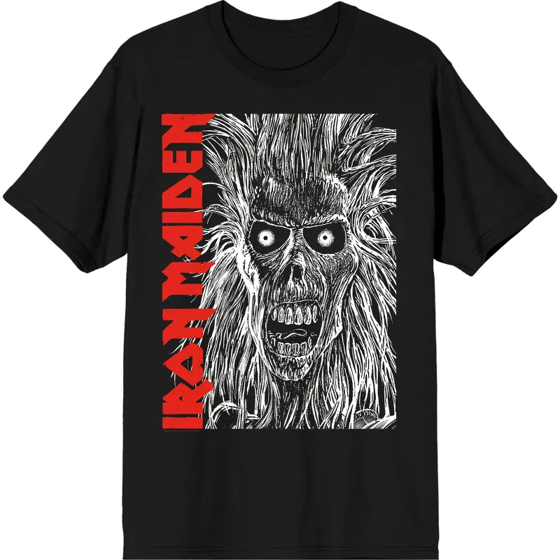 IRON MAIDEN - EPONYMOUS FACE RED LOGO - T-Shirt Black sold by Spiral Direct
