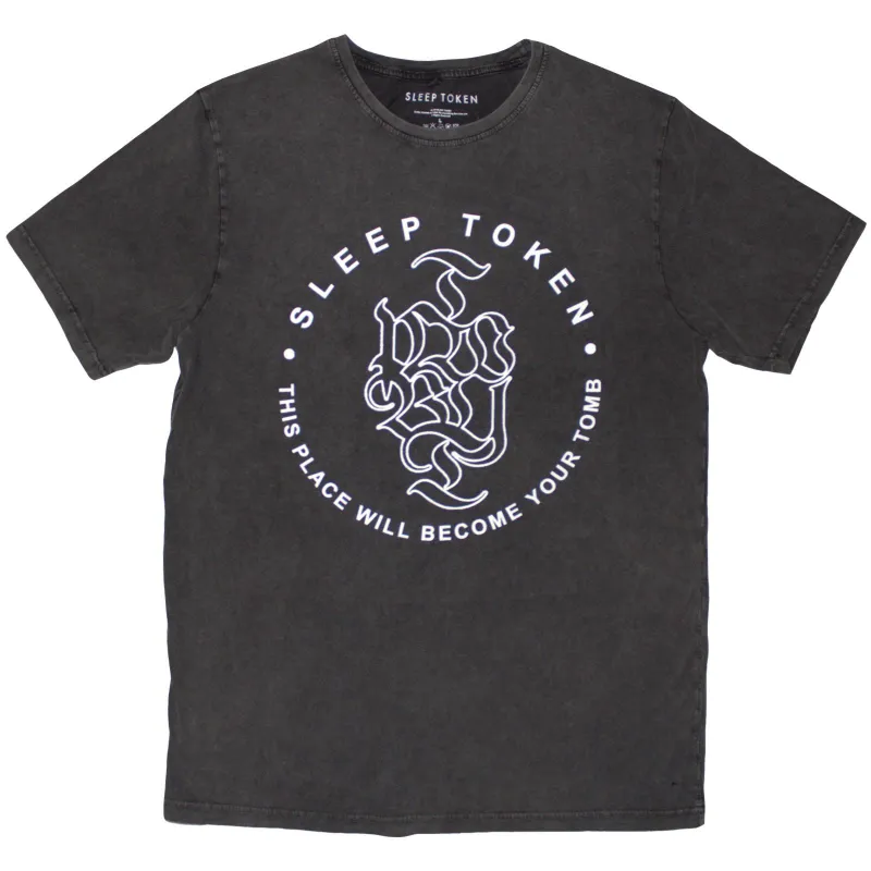 SLEEP TOKEN - TOMB TEXT RING - Stone Wash T-Shirt Grey made by Spiral Direct