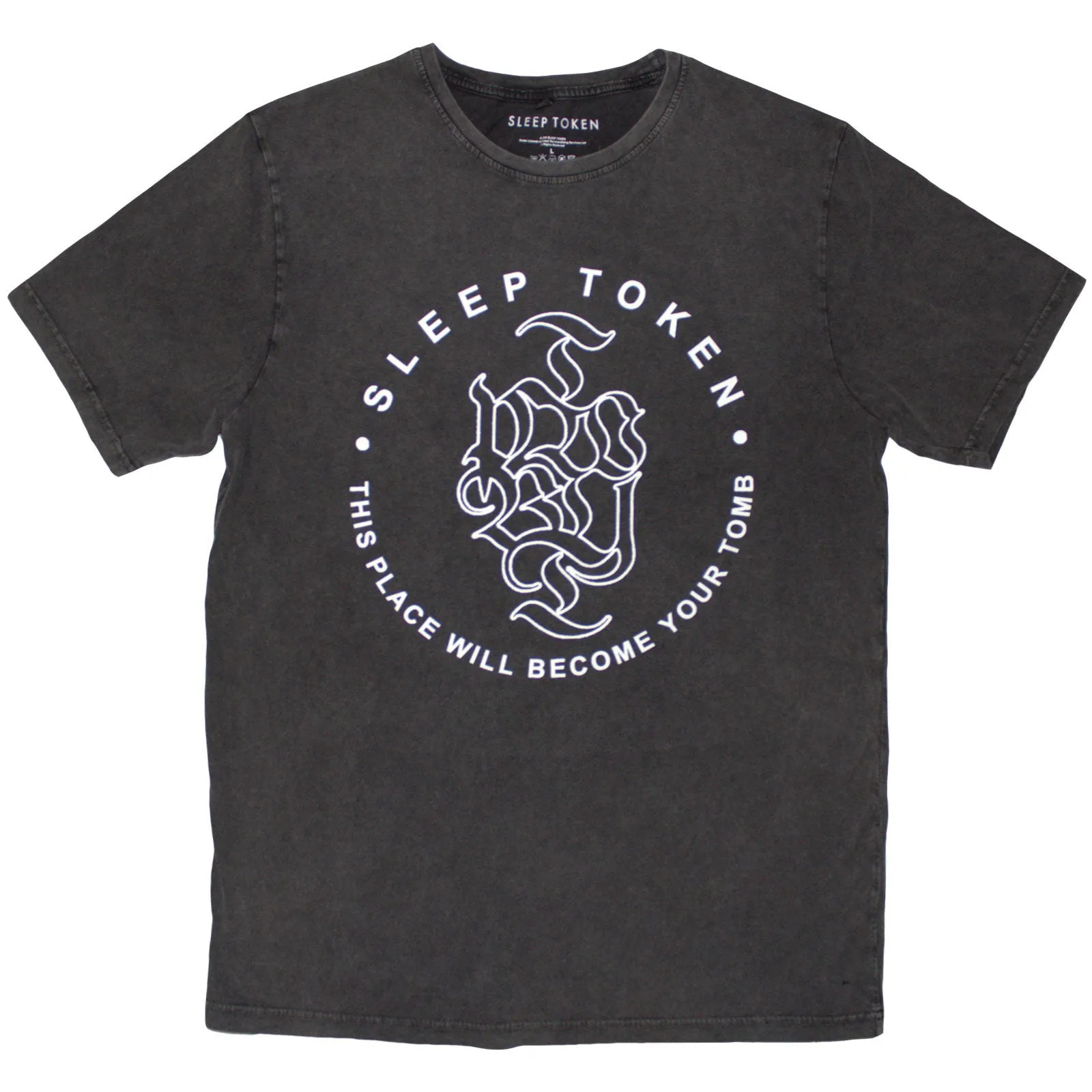 SLEEP TOKEN - TOMB TEXT RING - Stone Wash T-Shirt Grey sold by Spiral Direct