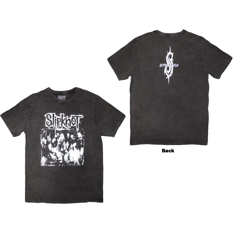 SLIPKNOT - ALBUM SPLATTER - Stone Wash T-Shirt Grey (Back Print) made by Spiral Direct