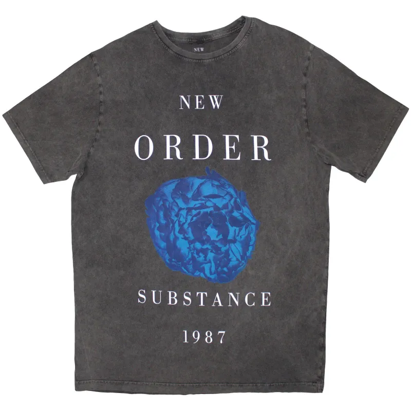 NEW ORDER - SUBSTANCE 1987 - Stone Wash T-Shirt Grey made by Spiral Direct