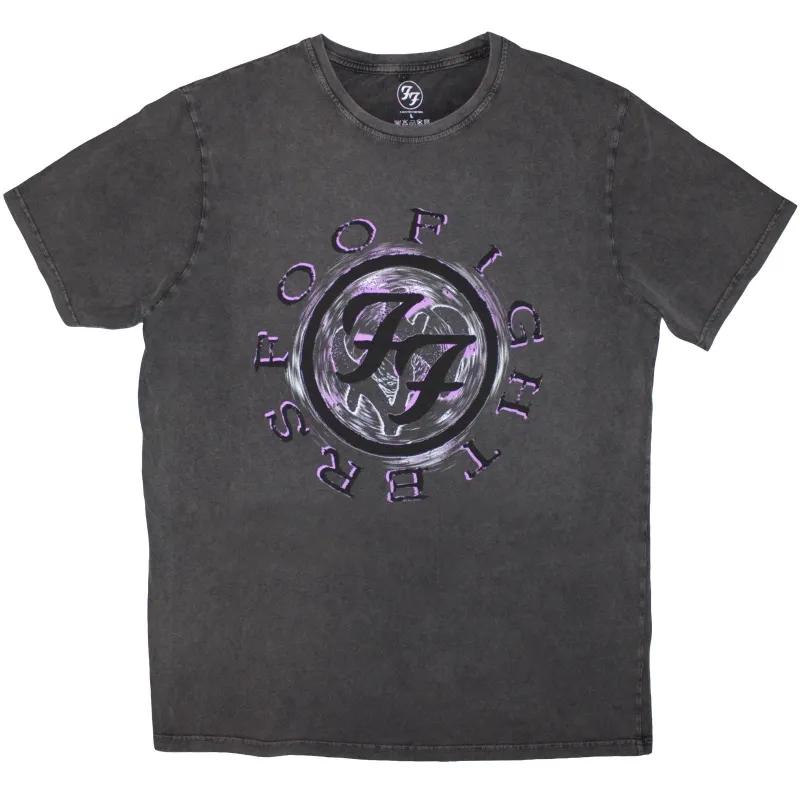 FOO FIGHTERS - WHEEL LOGO SHADOW - Stone Wash T-Shirt Grey made by Spiral Direct