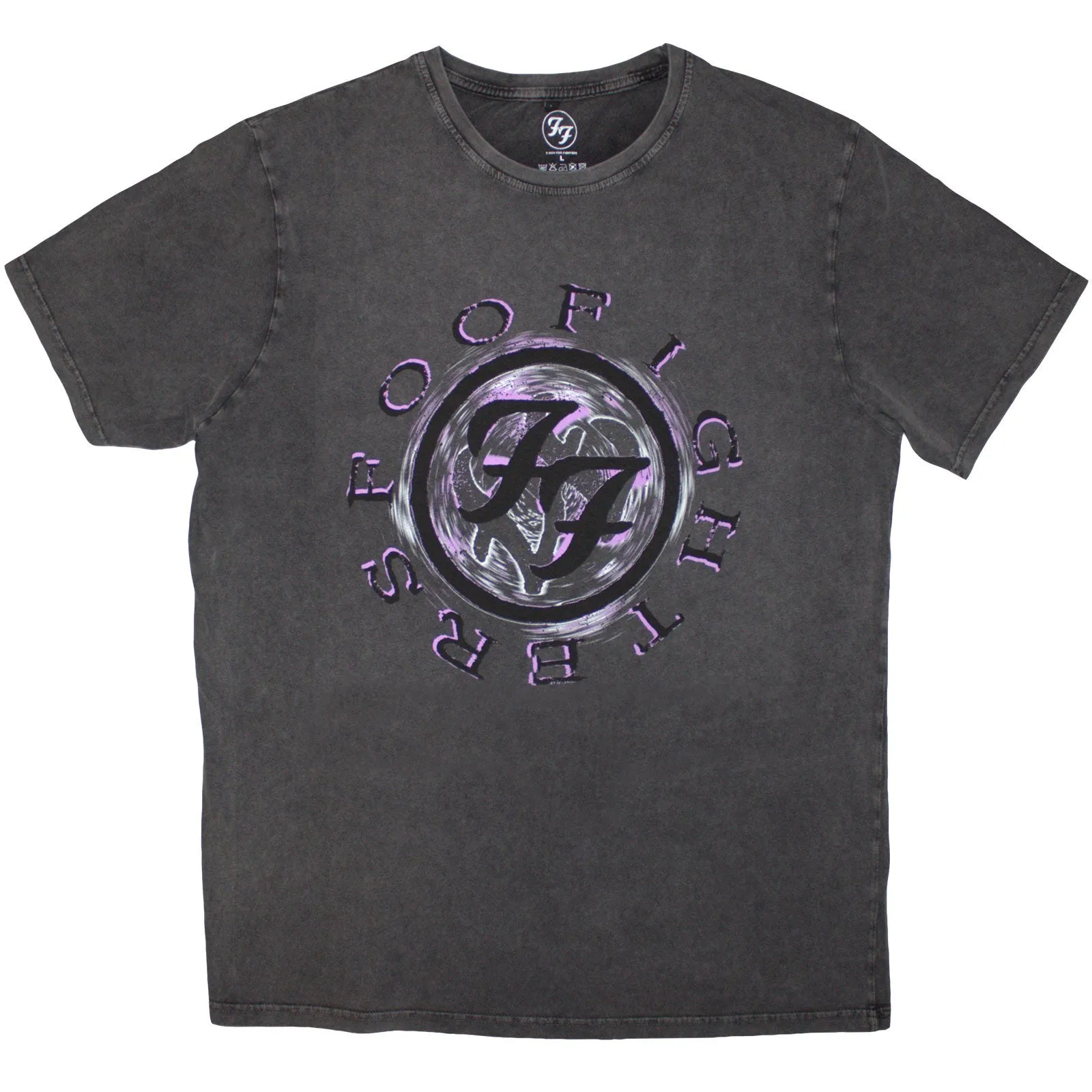 FOO FIGHTERS - WHEEL LOGO SHADOW - Stone Wash T-Shirt Grey sold by Spiral Direct