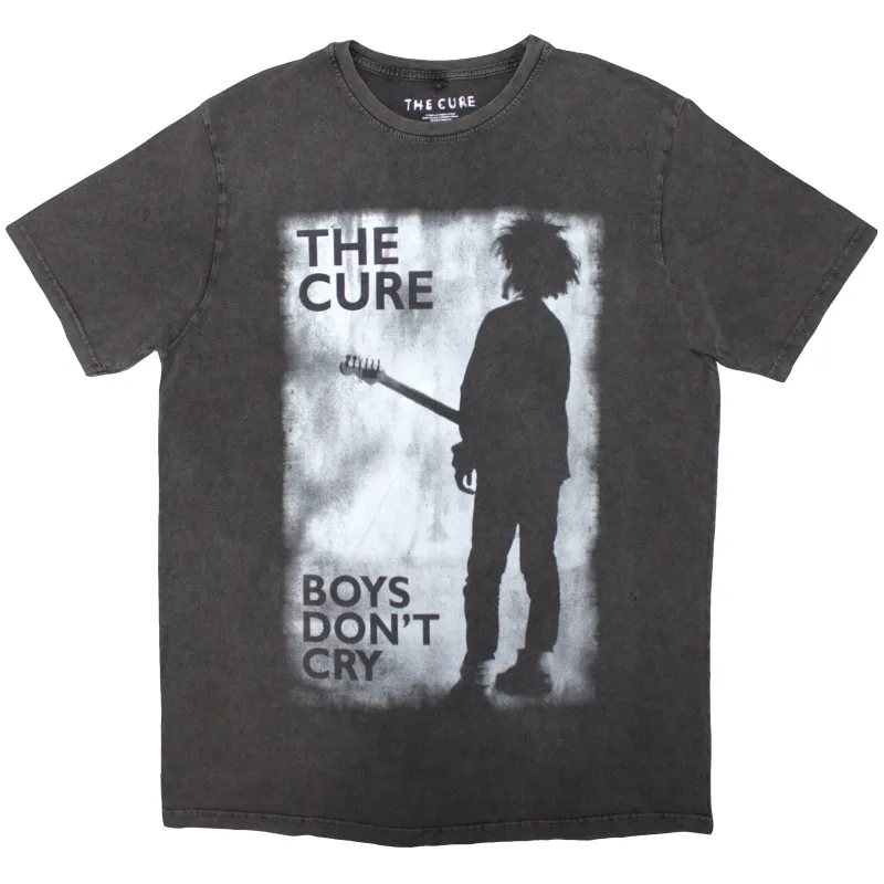 THE CURE - BOYS DON'T CRY BLACK & WHITE - Stone Wash T-Shirt Grey made by Spiral Direct