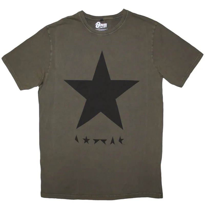 DAVID BOWIE - BLACKSTAR - Stone Wash T-Shirt Green made by Spiral Direct