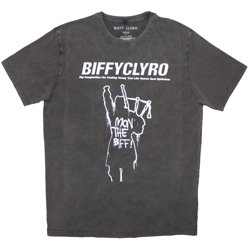 BIFFY CLYRO - BIG IMAGINATION - Stone Wash T-Shirt Grey made by Spiral Direct