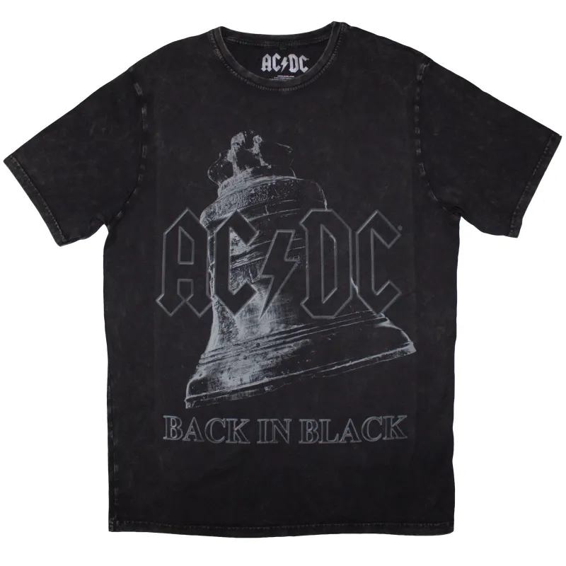 AC/DC - BACK IN BLACK BELL - Stone Wash T-Shirt Black made by Spiral Direct