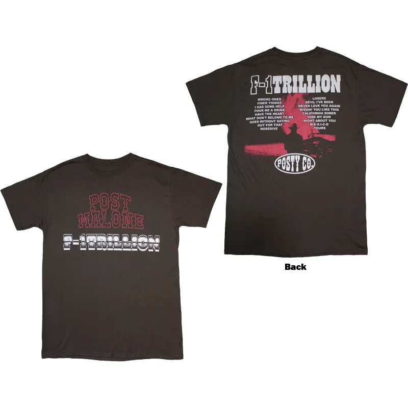 POST MALONE - F-1 TRILLION - T-Shirt Grey (Back Print) made by Spiral Direct