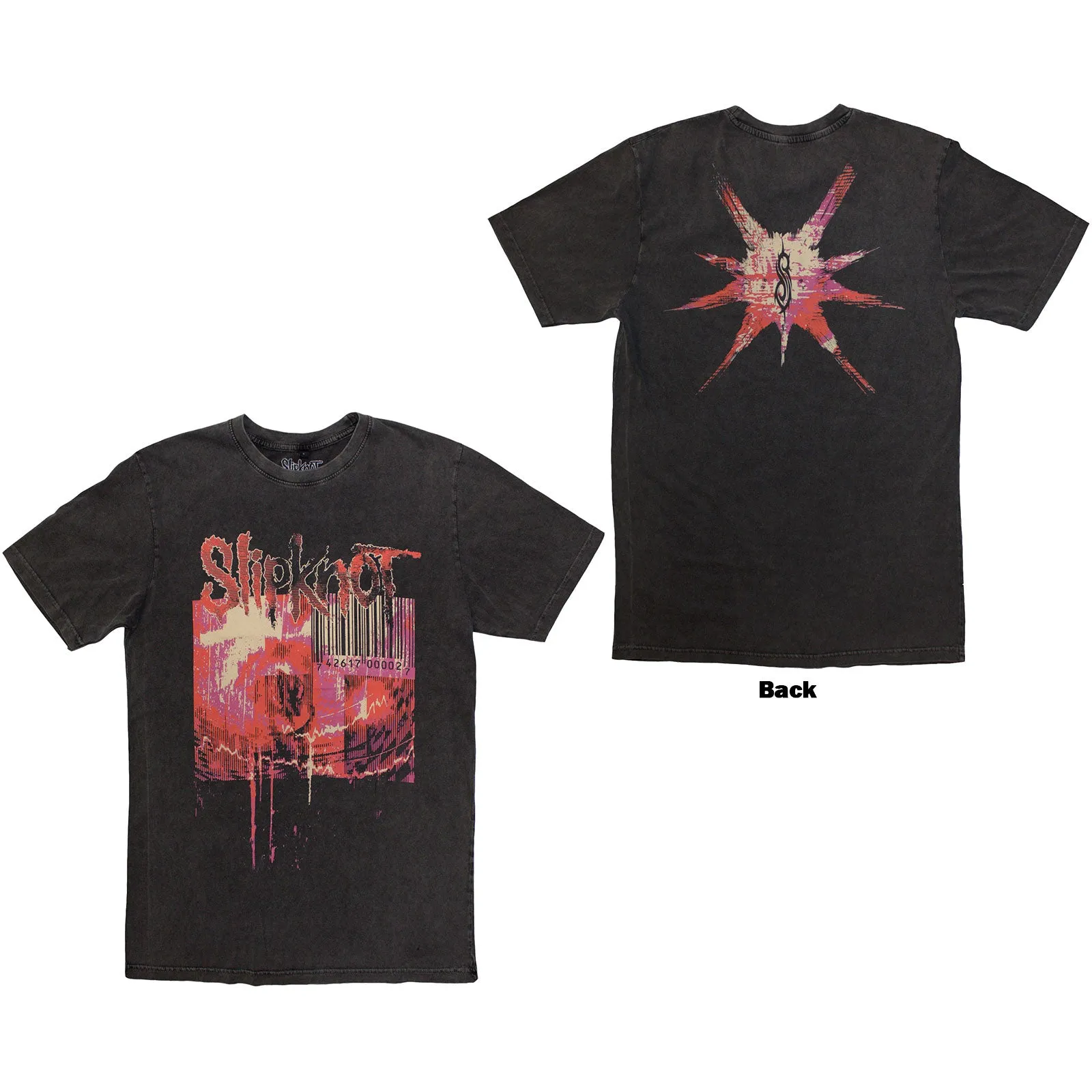 SLIPKNOT - THE END, SO FAR BARCODE - Stone Wash T-Shirt Grey (Back Print) sold by Spiral Direct