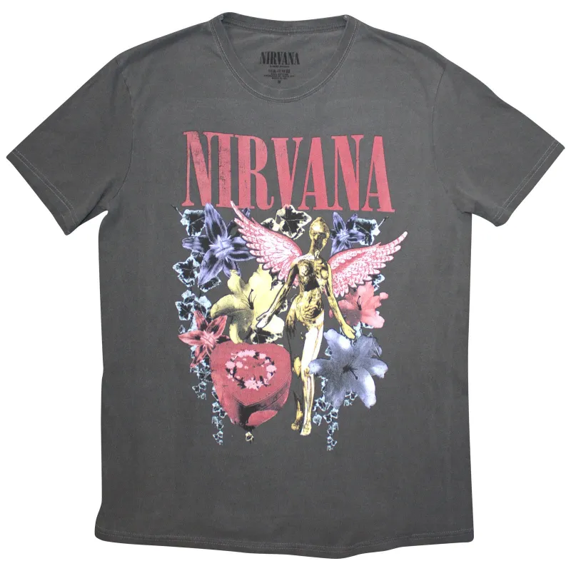 NIRVANA - IN UTERO VINTAGE COLLAGE - Stone Wash T-Shirt Grey sold by Spiral Direct