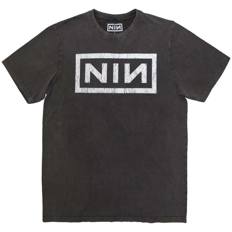 NINE INCH NAILS - CLASSIC LOGO - Stone Wash T-Shirt Grey made by Spiral Direct