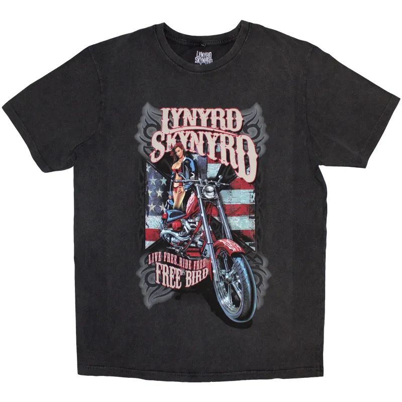 LYNYRD SKYNYRD - RIDE FREE - Stone Wash T-Shirt Grey sold by Spiral Direct