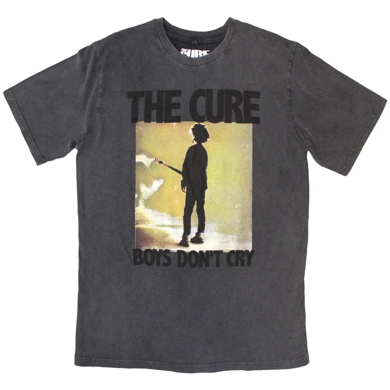 THE CURE - BOYS DON'T CRY BOX - Stone Wash T-Shirt Grey made by Spiral Direct