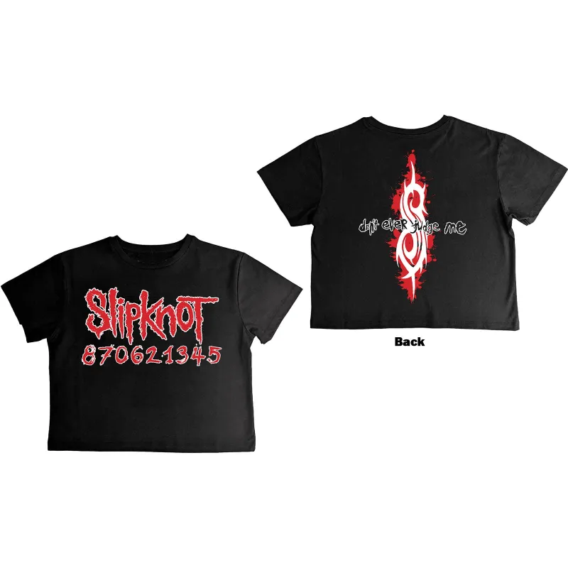 SLIPKNOT - DON'T EVER JUDGE ME - Crop Top Black (Back Print) sold by Spiral Direct