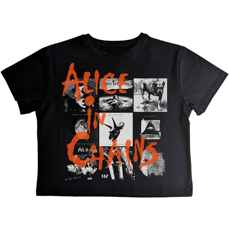 ALICE IN CHAINS - ALBUMS MONTAGE - Crop Top Black sold by Spiral Direct